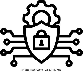 Cyber Defense Icon Line Vector Illustration