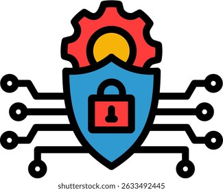 Cyber Defense Icon Lineal Color Vector Illustration
