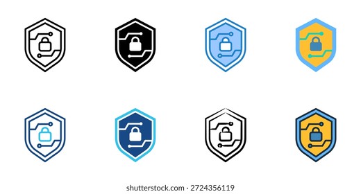 Os ícones do Cyber Defense definem várias coleções de estilos. Traçado editável 
