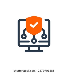 Ilustración del icono del vector de protección de la red de ciberdefensa