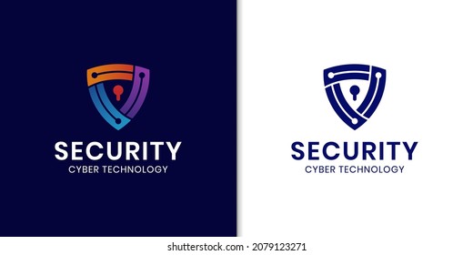 cyber defense shield logo for internet data security design