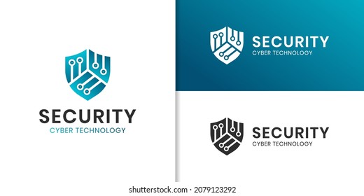 logotipo de escudo de defensa cibernética para diseño de seguridad de datos de internet