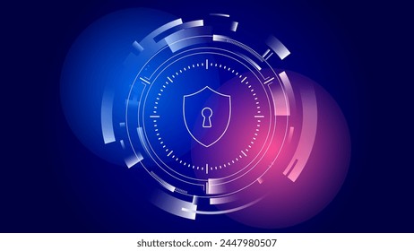 Cyber digital security technology concept, Shield With Keyhole, personal data background vector image material