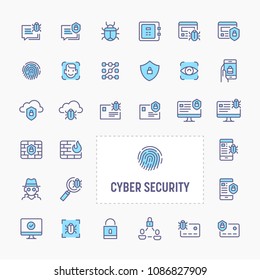 Cyber and digital security - thin line website, application & presentation icon. simple and minimal vector icon and illustration collection.