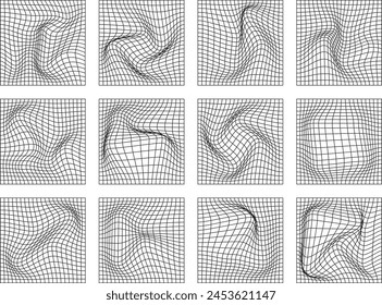 Cyber distorted grid element for business and technology theme decoration