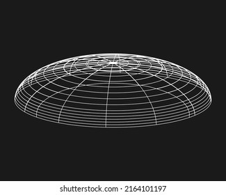 Cyber distorted grid, retro punk design element. Wireframe wave geometry grid on black background. Vector illustration.