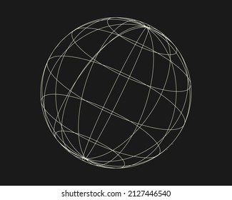 Cyber distorted shape, retro punk design element. Wireframe wave geometry shape on black background. Vector illustration.