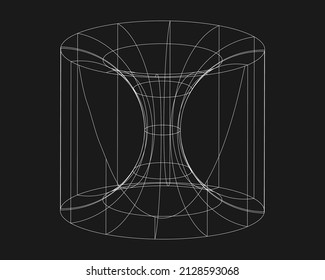 Forma distorsionada cibernética, elemento de diseño punk retro. Forma de geometría de onda de trama sobre fondo negro. Ilustración vectorial.