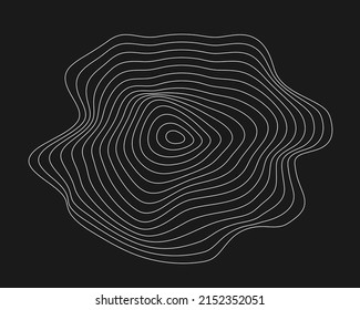 Cyber distorted shape, retro punk design element. Wireframe wave geometry grid on black background. Vector illustration.