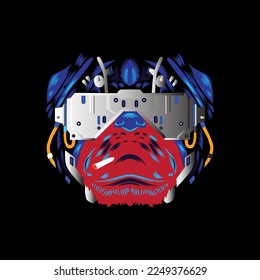 cyber dog blue red color, vector logo icon
