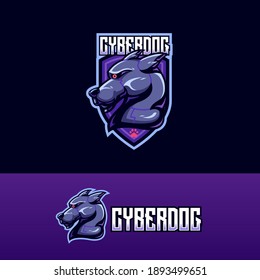 Cyber dog e-sport logo template for personal or team