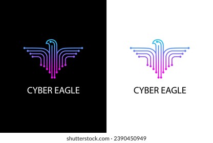 cyber eagle logo shape with technology concept