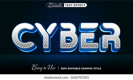 Cyber editable text effect, 3d typography in graphic styles