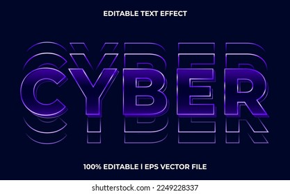 Cyber-bearbeitbarer Texteffekt, Schreibtypografie-Schriftstil, glänzender 3D-Text für Titel