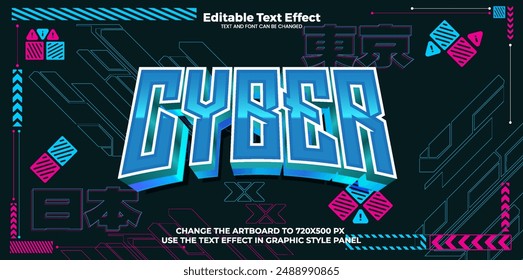 Cyber editable text effect in modern cyber trend style