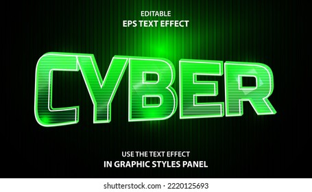 Cyber editable text effect template, Glowing green neon lettering futuristic style