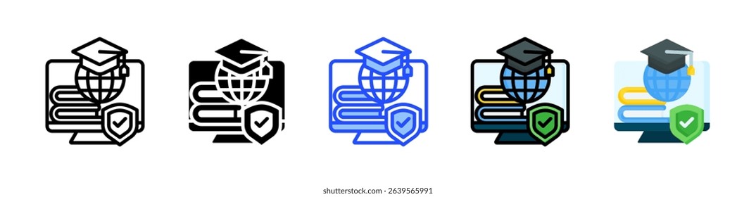 Cyber Education Icon Collection With Multiple Styles