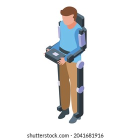 Cyber exoskeleton icon isometric vector. Artificial robot. Human suit