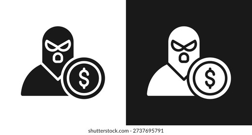 Cyber Extortion Icon In Black And White Glyph Style