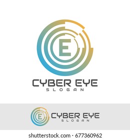 cyber eye initial Letter E Logo design