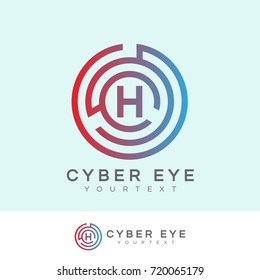 cyber eye initial Letter H Logo design