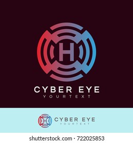 cyber eye initial Letter H Logo design