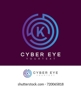 cyber eye initial Letter K Logo design