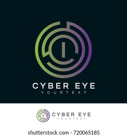 cyber eye initial Letter I Logo design