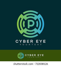 cyber eye initial Letter P Logo design