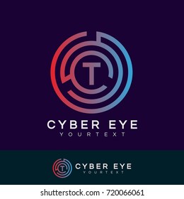cyber eye initial Letter T Logo design