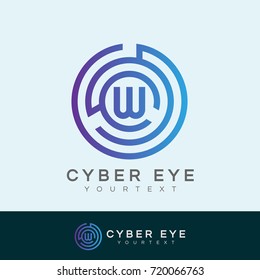 cyber eye initial Letter W Logo design