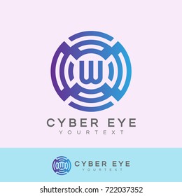 cyber eye initial Letter W Logo design