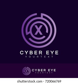cyber eye initial Letter X Logo design