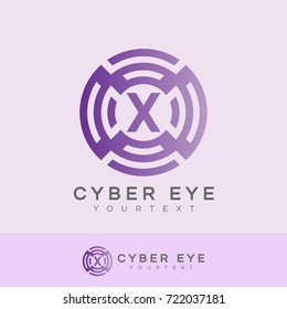 cyber eye initial Letter X Logo design