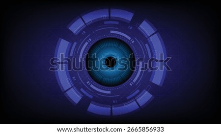Cyber Eye Scan Concept with Blue Digital Security Overlay
