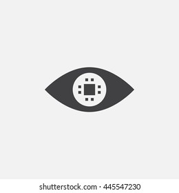 cyber eye solid icon, ocular chip vector illustration, pictogram isolated on white