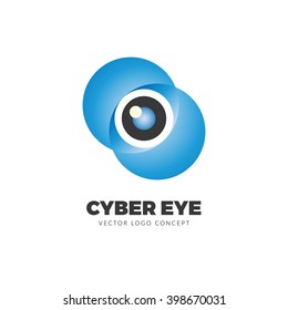 Cyber eye symbol. Virtual reality technology. Modern style logo illustration concept.