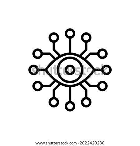 Cyber eye thin line icon, electronic eye, biotechnology, bionic eye. Modern vector illustration.