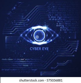 Cyber Eye vector background. The innovative technology of the future. Virtual Reality Scientific background