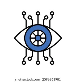 Cyber eye vector filled outline icon. EPS 10 file