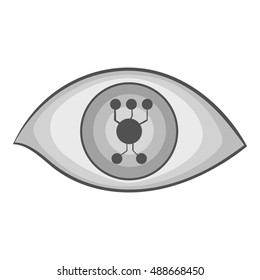 Cyber eyes icon in black monochrome style isolated on white background. Innovation symbol vector illustration