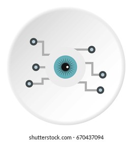 Cyber eyes icon in flat circle isolated vector illustration for web