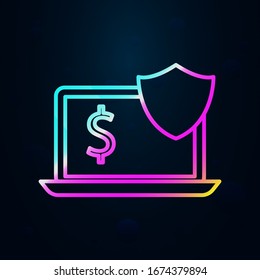 Cyber-Finanzsicherheit im Stile des Nolan-Symbols. Einfache dünne Linie, Vektorillustration der Finanzen und Diagrammsymbole für ui und ux, website- oder mobile Anwendungen