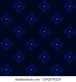 Cyber flowers pattern classic blue motif. Minimal monochrome fractal floral arrangement. Simple geometric allover printing block for apparel textile, ladies dress fabric, fashion garment, mens shirt.