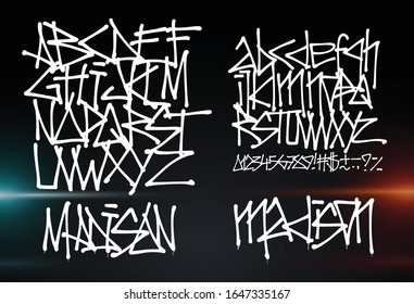 Cyber font. Letters and Numbers futuristic graffiti vector font