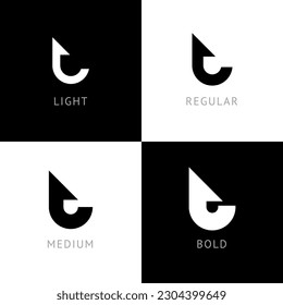 Cibertipo, alfabeto digital redondeado, conjunto de cuatro grosores diferentes letra moderna de moda T para el diseño de su logotipo, ilustración vectorial 10EPS