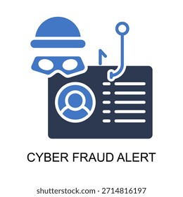 Icono de alerta de fraude cibernético Ilustración vectorial sólida