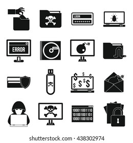 Cyber fraud hack icons set. Simple illustration of Cyber fraud hack vector icons isolated on white background