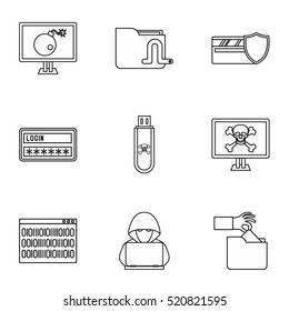 Cyber Fraud Protected Icons Set. Line Illustration Of 9 Cyber Fraud Protected Vector Icons Isolated On White Background