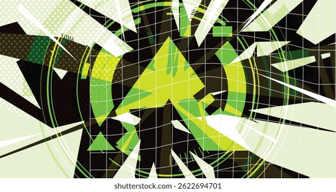 Cyber Futuristisch Abstrakter Hintergrund Fett Drahtmodell Textur Elemente und moderne Comic-Stil Formen und dynamische Effekte und Symbole Design
